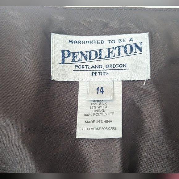 Pendleton Skirt Silk Wool Floral midi skirt brown lined Size 14 - Picture 5 of 14